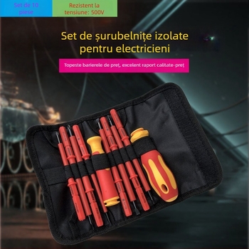 Set de șurubelnițe izolate, magnetice, pentru uz casnic, din oțel Cr-V, cu vârfuri în formă de floare și U