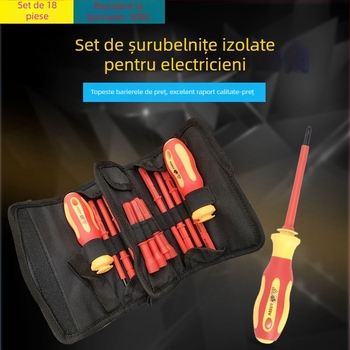 Set de șurubelnițe izolate, magnetice, pentru uz casnic, din oțel Cr-V, cu vârfuri în formă de floare și U