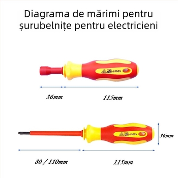 Set de șurubelnițe izolate, magnetice, pentru uz casnic, din oțel Cr-V, cu vârfuri în formă de floare și U
