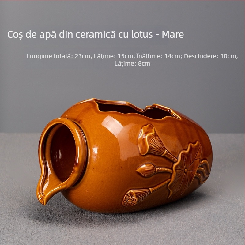 Vas ceramic pentru apă pentru pești și hidroponie, stil clasic, lucrat manual, glazurat