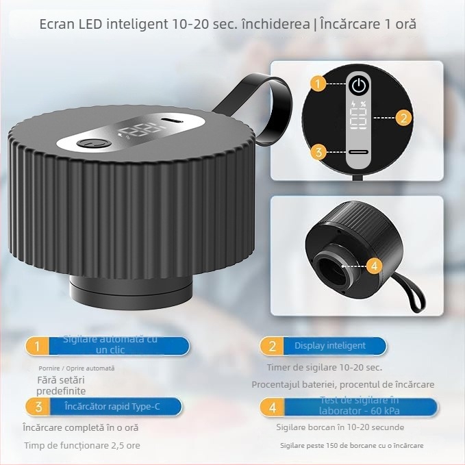 Sistem de sigilare pentru borcane Mason, sigilare prin vid pentru uz casnic, călătorii și ambalare