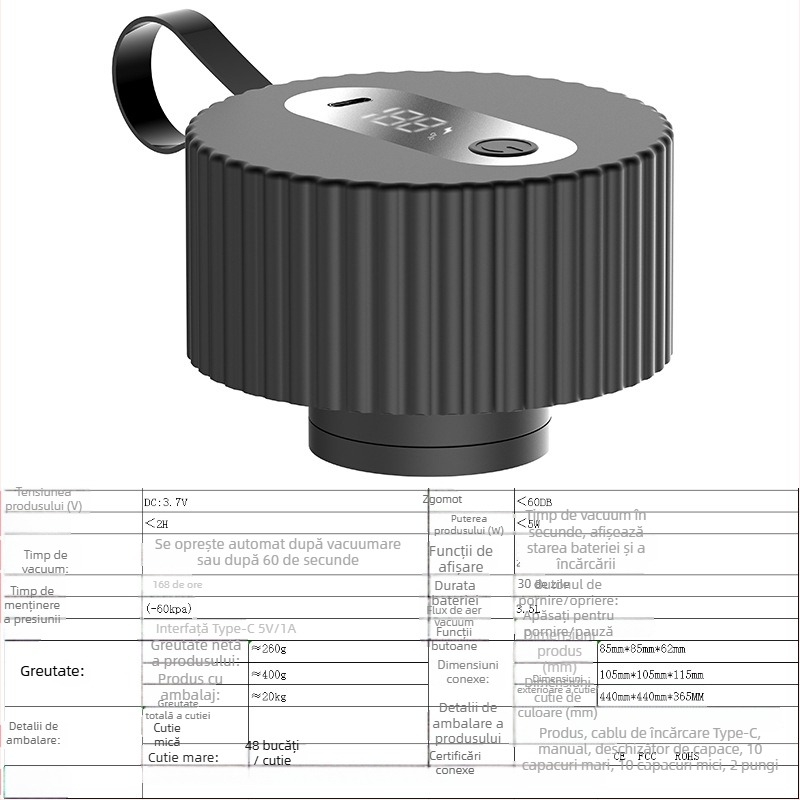 Sistem de sigilare pentru borcane Mason, sigilare prin vid pentru uz casnic, călătorii și ambalare