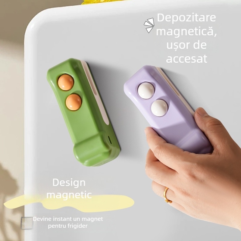 Mini mașină de sigilare pentru uz casnic — sigilarea pungilor, conservarea alimentelor, imprimare logo, design modern minimalist.