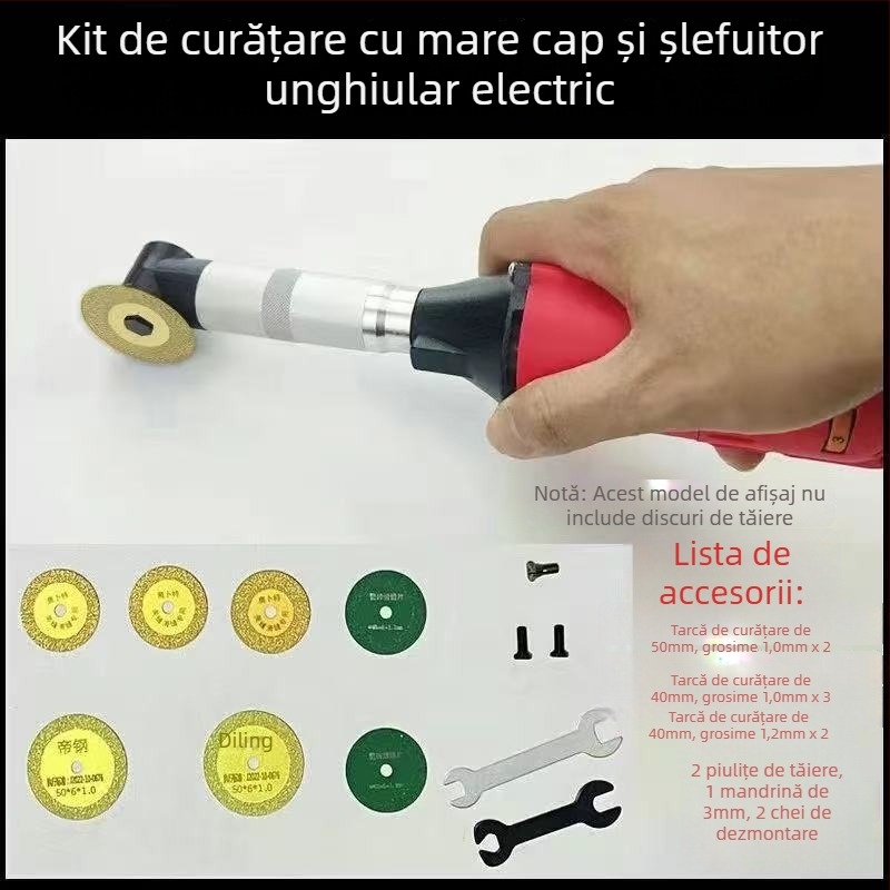 Polizor electric unghiular cu cot de 90°, design suspendat, reglare în 6 trepte, alimentare la priză, 110–240V, 2,5 kg, pentru tăiere și polizare, îndepărtarea ruginii