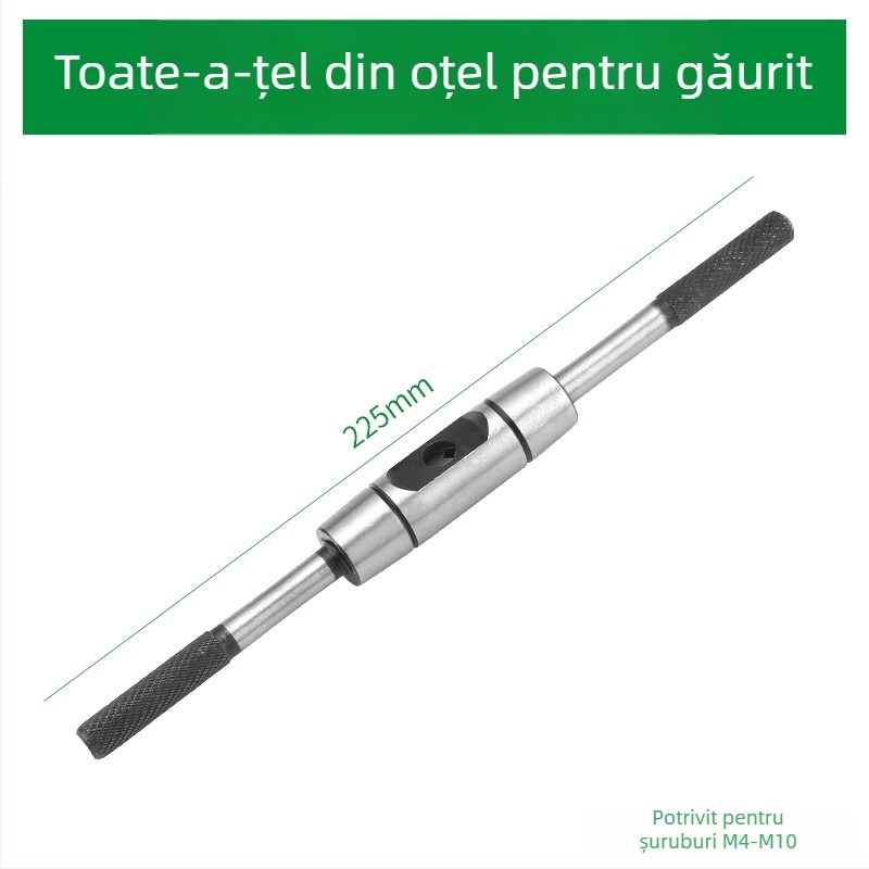 Cheie pentru filetare cu mecanism de tip ratchet, din oțel 45#, cromată, reglabilă, mâner drept