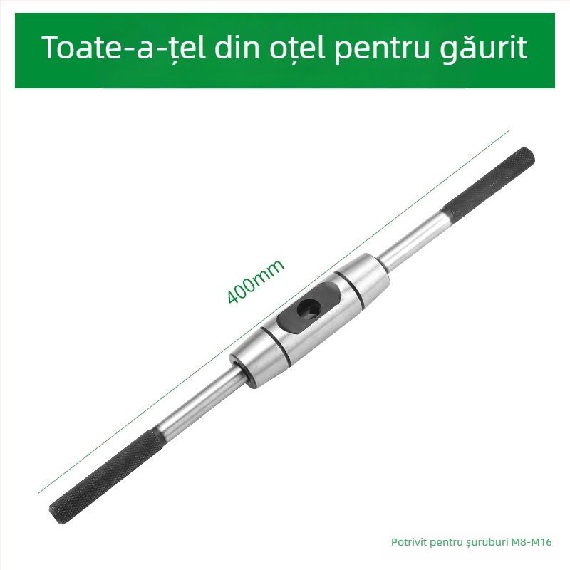 Cheie pentru filetare cu mecanism de tip ratchet, din oțel 45#, cromată, reglabilă, mâner drept