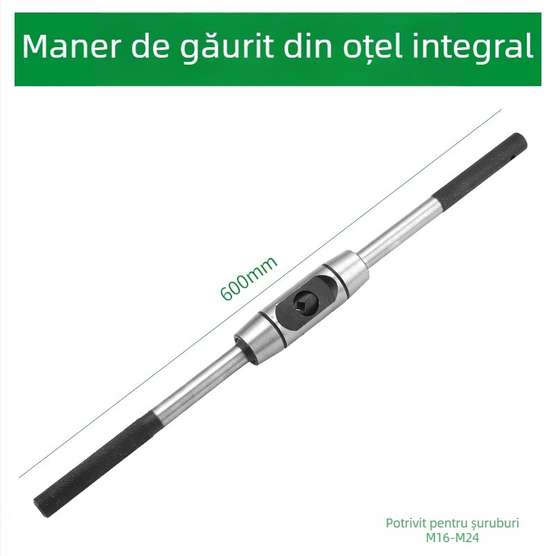 Cheie pentru filetare cu mecanism de tip ratchet, din oțel 45#, cromată, reglabilă, mâner drept