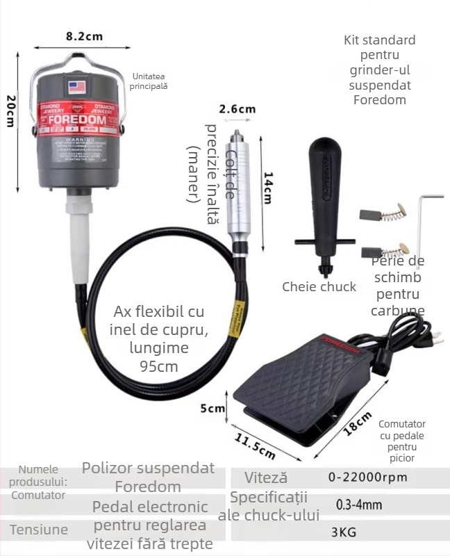 CC-30 Grinder suspendat pentru gravură în jad, piatră și lemn (Viteză în gol 1800 rpm; Alimentare la priză; 110–220V; Potrivit pentru diverse produse)