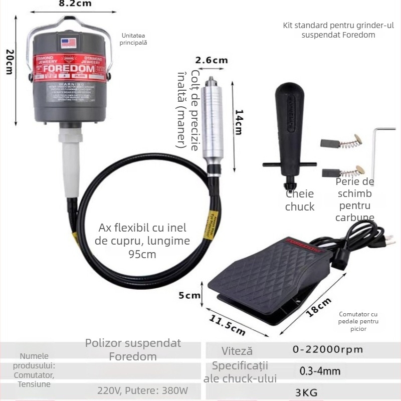 CC-30 Grinder suspendat pentru gravură în jad, piatră și lemn (Viteză în gol 1800 rpm; Alimentare la priză; 110–220V; Potrivit pentru diverse produse)