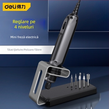 Deli freză electrică – unealtă manuală pentru sculptură în lemn și jad, alimentare la priză, 110-240V, cablu 1,5 m, 0,2 kg