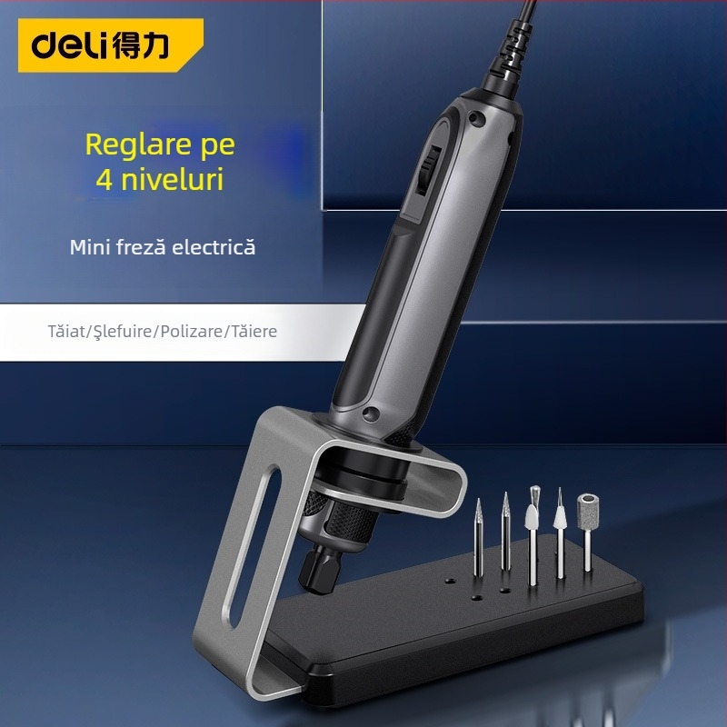 Deli freză electrică – unealtă manuală pentru sculptură în lemn și jad, alimentare la priză, 110-240V, cablu 1,5 m, 0,2 kg