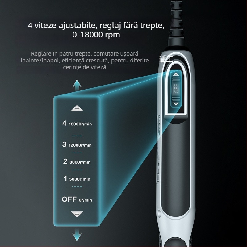 Deli freză electrică – unealtă manuală pentru sculptură în lemn și jad, alimentare la priză, 110-240V, cablu 1,5 m, 0,2 kg