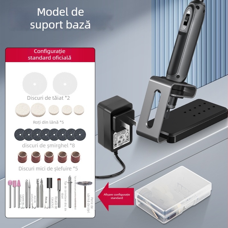 Deli freză electrică – unealtă manuală pentru sculptură în lemn și jad, alimentare la priză, 110-240V, cablu 1,5 m, 0,2 kg