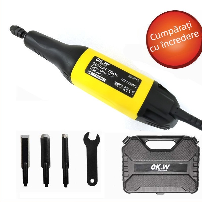 Unealtă electrică de sculptură în lemn pentru gravură și sculptură în lemn | Alimentare prin priză, 220–280V, potrivită pentru lemn, plăci și proiecte DIY bonsai