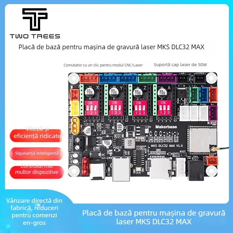 MKS DLC32 MAX Placă Principală de Control pentru Mașina de Gravare cu Laser, cu WiFi – Gravare cu Viteză Mare și Scriere CNC