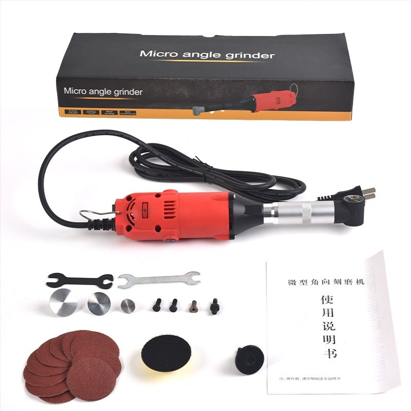 Șlefuitor electric cu cot de 90° pentru matrițe, multifuncțional pentru gravură și lustruire, portabil, cu șase trepte de viteză, alimentare 110–240 V, cablu 1,6 m