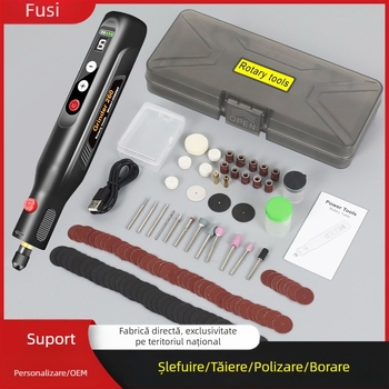Pix șlefuit electric portabil pentru gravură, șlefuire, lustruire, tăiere și găurire; baterie litiu reîncărcabilă, 3.7–5V, 5 trepte de viteză, cablu USB inclus, greutate 0.45 kg