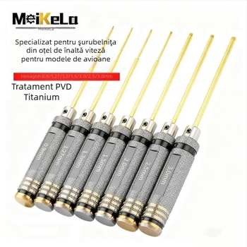 Set de șurubelnițe și chei hex pentru model de avion, magnetice, din oțel rapid (HSS)