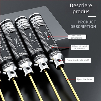 Set de șurubelnițe și chei hex pentru model de avion, magnetice, din oțel rapid (HSS)