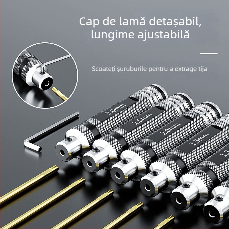 Set de șurubelnițe și chei hex pentru model de avion, magnetice, din oțel rapid (HSS)