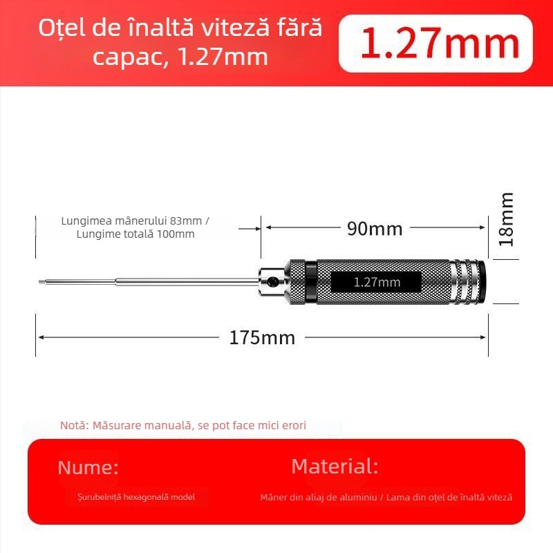 Set de șurubelnițe și chei hex pentru model de avion, magnetice, din oțel rapid (HSS)