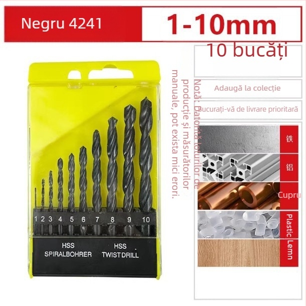 Burghiu spiral HSS 4241, pentru găurire în fier, plastic, lemn, cupru și aluminiu