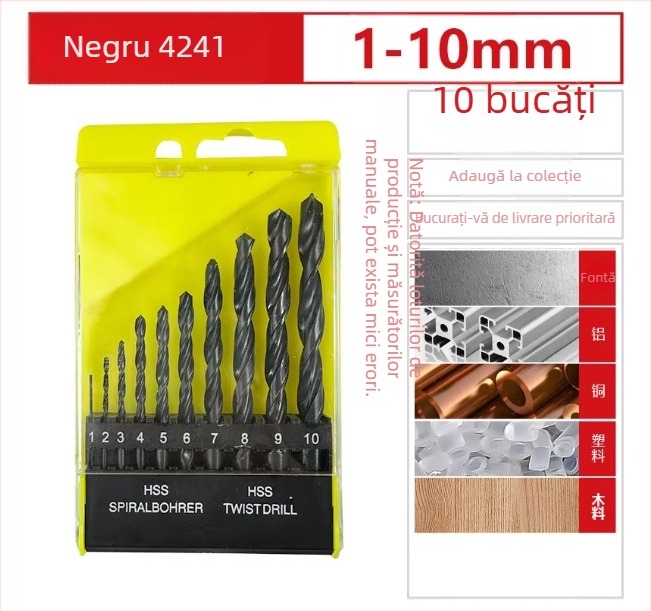 Burghiu spiral HSS 4241, pentru găurire în fier, plastic, lemn, cupru și aluminiu