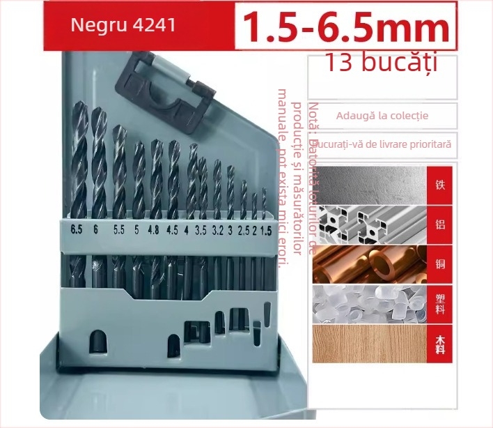 Burghiu spiral HSS 4241, pentru găurire în fier, plastic, lemn, cupru și aluminiu