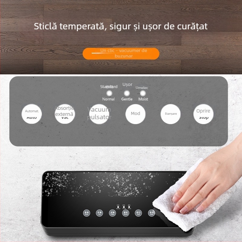 Mașină de vidat pentru ambalare, lățime sigilare 30 cm, 100W, 110-220V, model A1918, carcasă din sticlă securizată + ABS