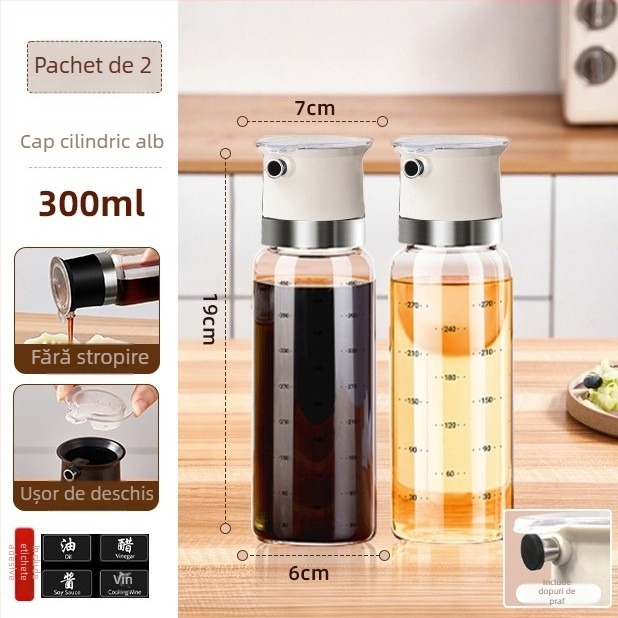 Sticlă de ulei cu capac anti-vărsat – sticlă alimentară, brand aileyou, stil minimalist modern