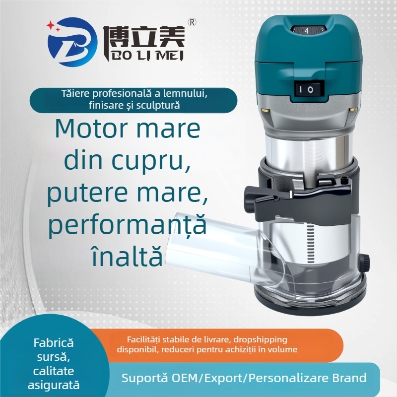 Bolime Mașină multifuncțională pentru prelucrarea lemnului, cu viteză reglabilă pentru frezare, canelare și gravare, 220V cu priză, Seria 3700, potrivită pentru Bakelit și plăci din aluminiu-plastic