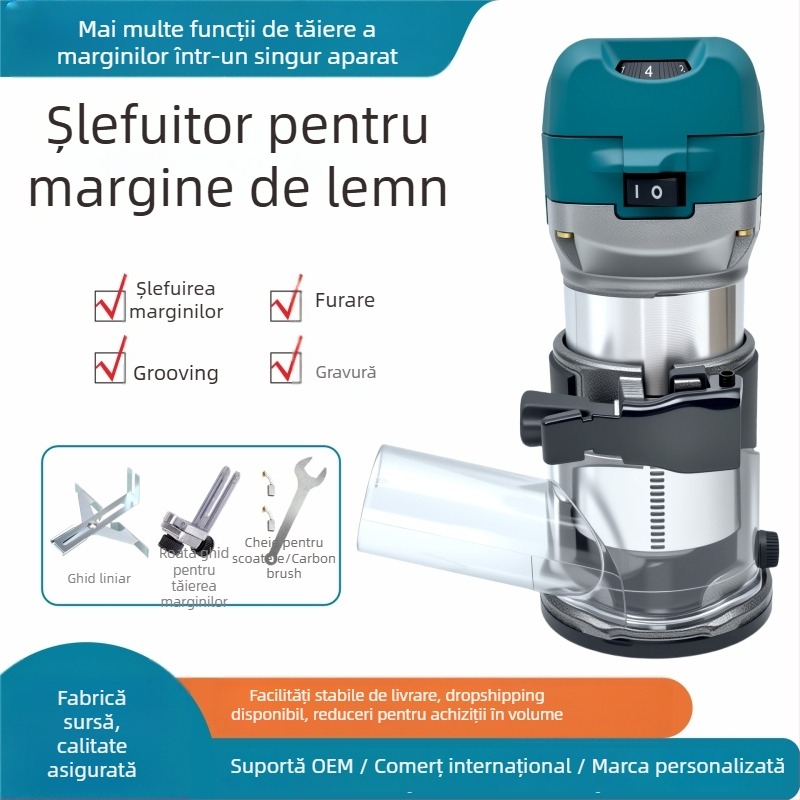 Bolime Mașină multifuncțională pentru prelucrarea lemnului, cu viteză reglabilă pentru frezare, canelare și gravare, 220V cu priză, Seria 3700, potrivită pentru Bakelit și plăci din aluminiu-plastic