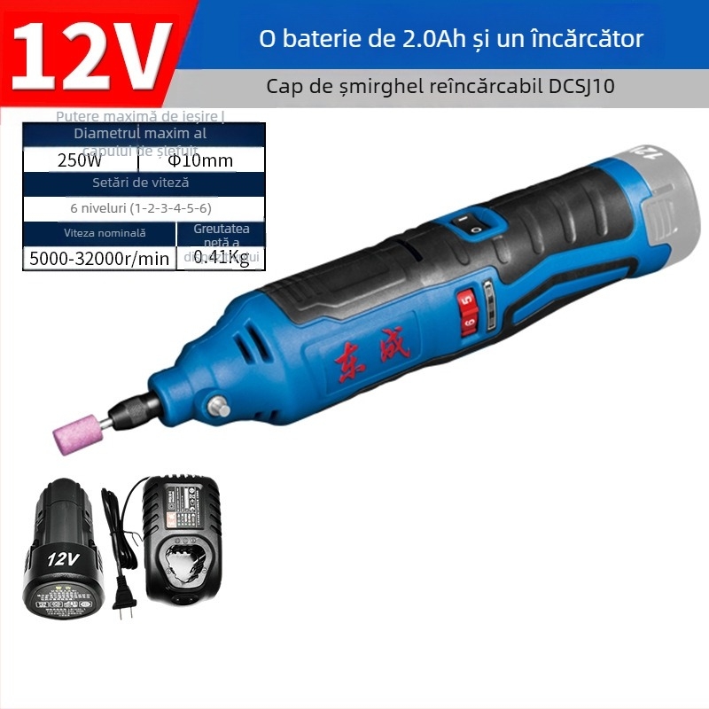 Dongcheng DCSJ10E Cap de șlefuit electric fără fir, baterie Li-ion, 12V, 0,41 kg