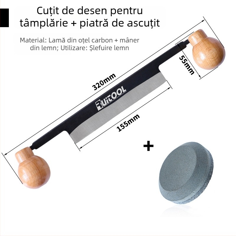 RUITOOL Draw Knife, cu mâner dublu, lamă dreaptă pentru rindeluire plată