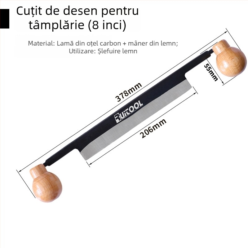 RUITOOL Draw Knife, cu mâner dublu, lamă dreaptă pentru rindeluire plată