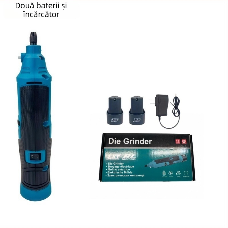 Șlefuitor drept portabil cu acumulator 12V, fără perii, gravură și șlefuire, 6 trepte de viteză, înaltă putere