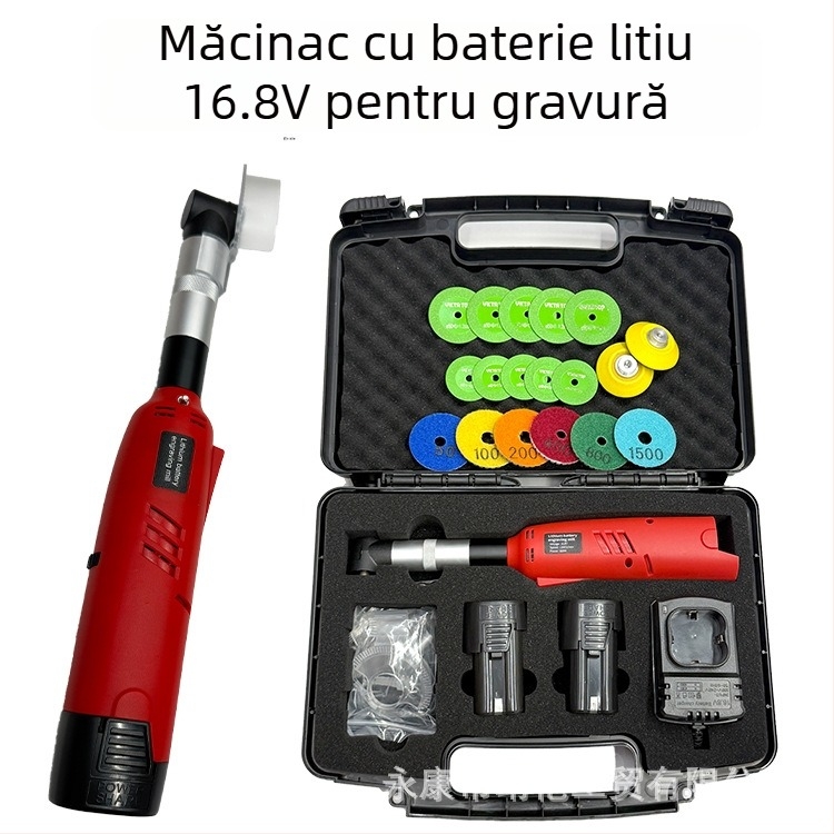 Creion de gravură cu baterie Li‑ion, 16,8V, pentru granit și marmură — instrument portabil de gravură pentru morminte