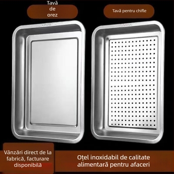Tavă pătrată din oțel inox Shengjia – compatibilă cu cuptorul cu microunde, suprafață electroplacată, imprimare logo disponibilă