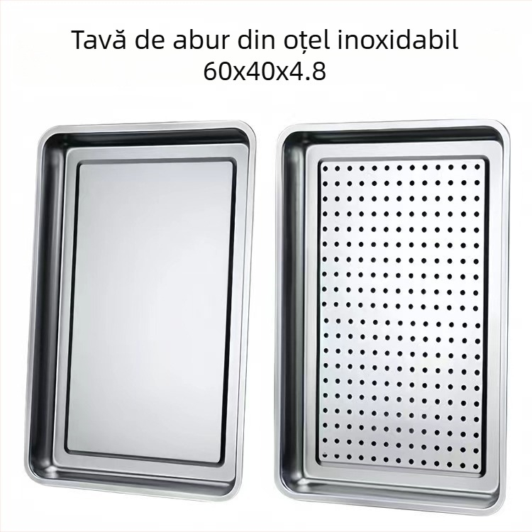Tavă pătrată din oțel inox Shengjia – compatibilă cu cuptorul cu microunde, suprafață electroplacată, imprimare logo disponibilă