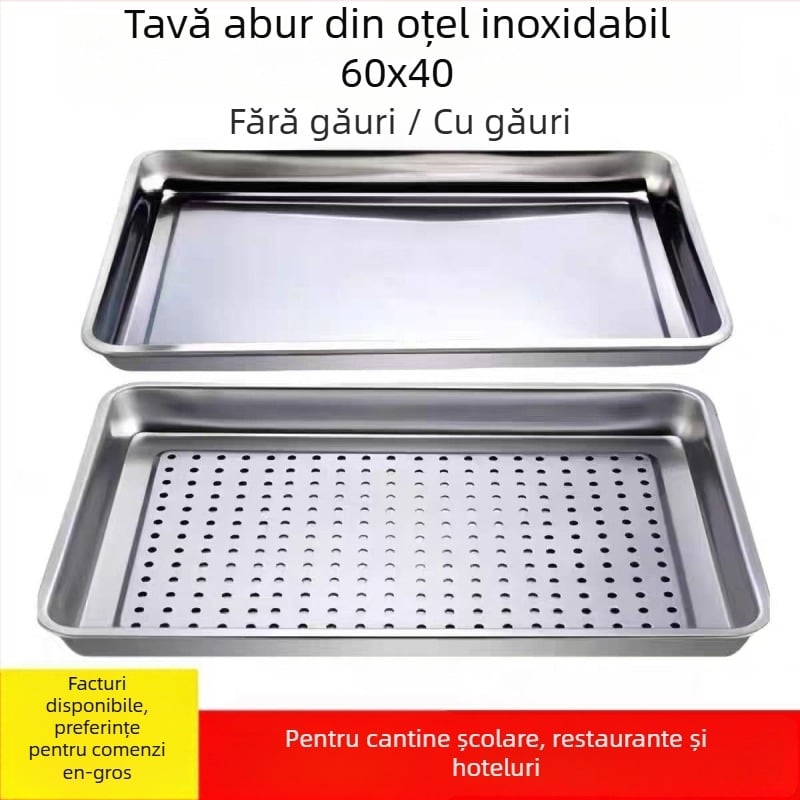 Tavă pătrată din oțel inox Shengjia – compatibilă cu cuptorul cu microunde, suprafață electroplacată, imprimare logo disponibilă