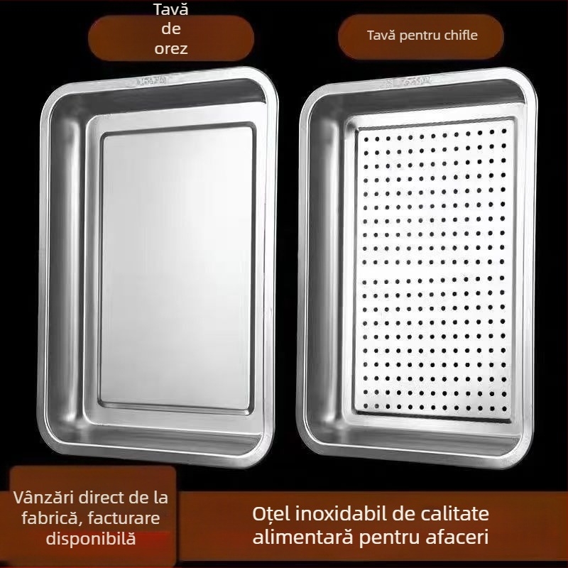 Tavă pătrată din oțel inox Shengjia – compatibilă cu cuptorul cu microunde, suprafață electroplacată, imprimare logo disponibilă