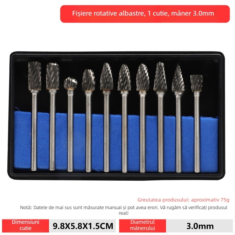 Set capete de șlefuire pentru freză: cap de șlefuire din aliaj emery, cap de șlefuire diamantat, fișă rotativă, freză, set instrumente de șlefuire