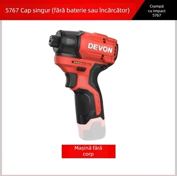 Devon șurubelniță cu impact, fără peri, cu acumulator Li‑ion, 2 în 1 – șurubelniță/mașină de găurit, reglaj viteze, înainte/înapoi, model 5767