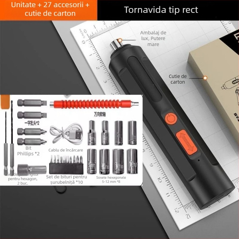 Șurubelniță electrică reîncărcabilă cu baterie litiu – set mini compact, multifuncțional, 3.6V, certificat 3C