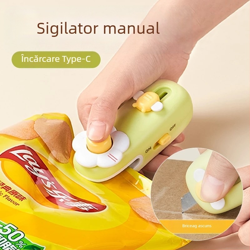 Mașină de sigilat manuală, compactă, pentru uz casnic, sigilarea pungilor din plastic pentru gustări și conservarea alimentelor.