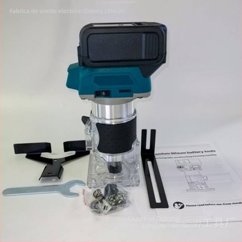 Mașină fără perii 21V cu baterie Li‑ion pentru tăiere/frezare în lemn, canelare, gravare și deschidere de găuri – instrument compact multifuncțional