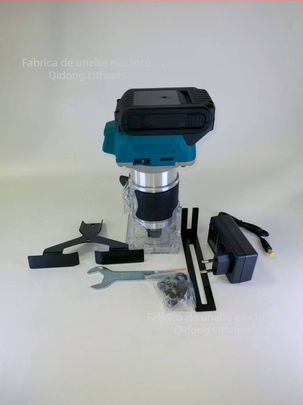 Mașină fără perii 21V cu baterie Li‑ion pentru tăiere/frezare în lemn, canelare, gravare și deschidere de găuri – instrument compact multifuncțional