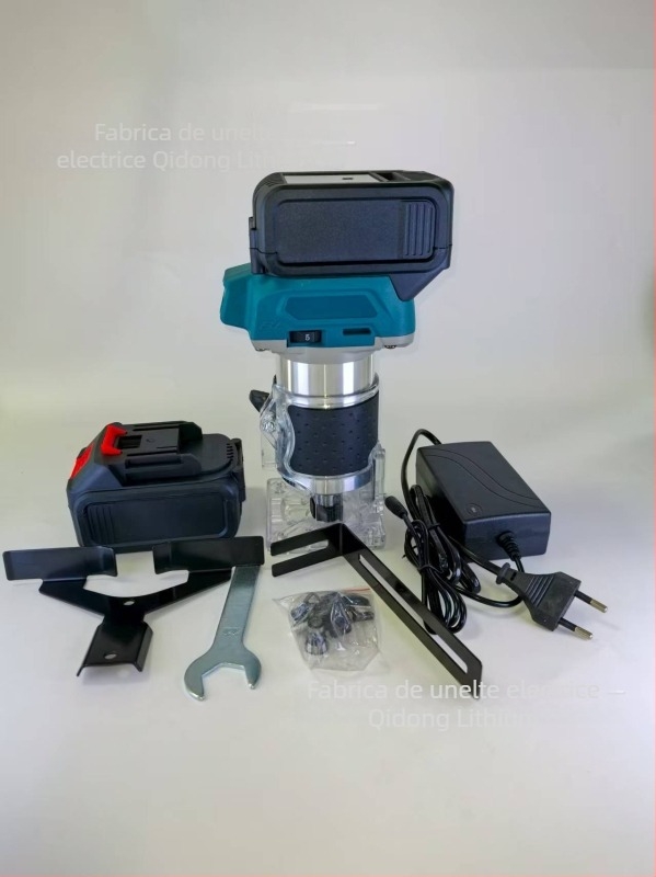 Mașină fără perii 21V cu baterie Li‑ion pentru tăiere/frezare în lemn, canelare, gravare și deschidere de găuri – instrument compact multifuncțional