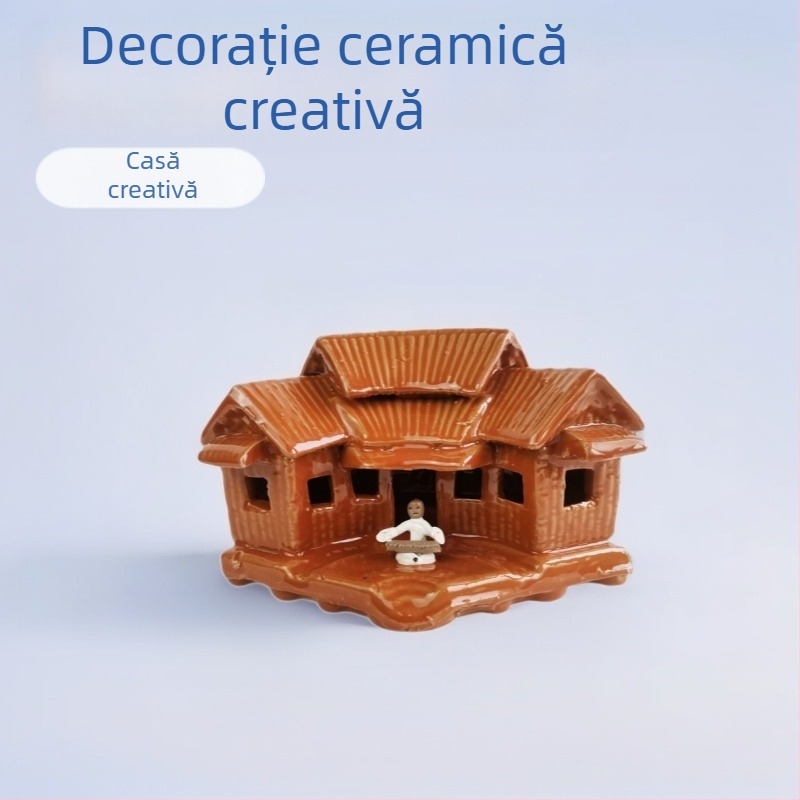 Ornament ceramic pentru grădină în stil pastoral, ceramică glazurată, proces 740858396, potrivit ca dar pentru un nou cămin