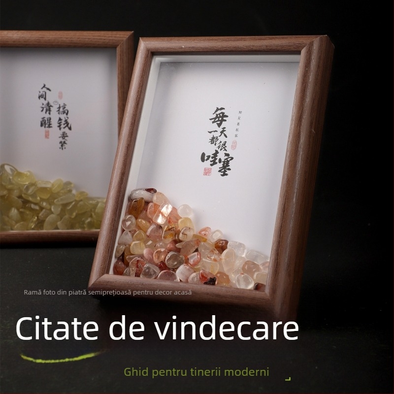 Ramă foto cu cristal natural, Sgj shi guangji, stil modern minimalist, gata pentru cadou